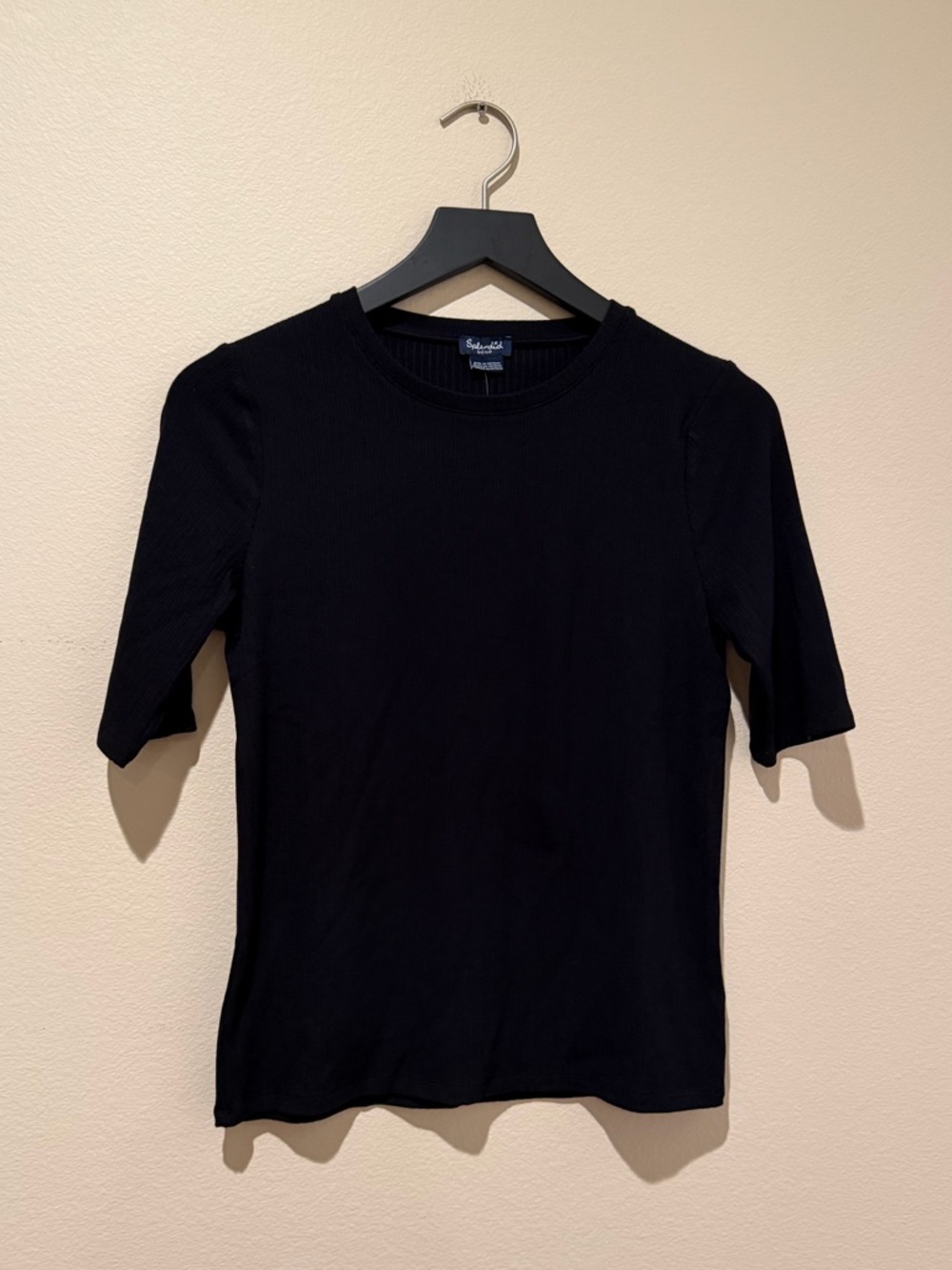 NWT Splendid Women’s Black Short Sleeve Ribbed Crew Tee